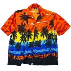 Pacific & Co Mens Hawaiian Shirt Size XL Short Sleeve Tropical Beach Sunset Y2K